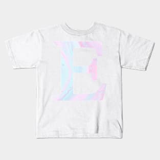 The Letter E Pink and Blue Marble Kids T-Shirt